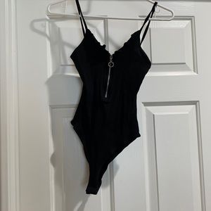 Papermoon , bodysuit with silver zipper & snap buttons
